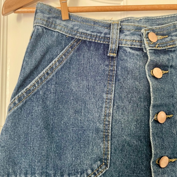 Vintage Button-Up Medium Wash Mini Jean Skirt | Size M - Picture 3 of 5